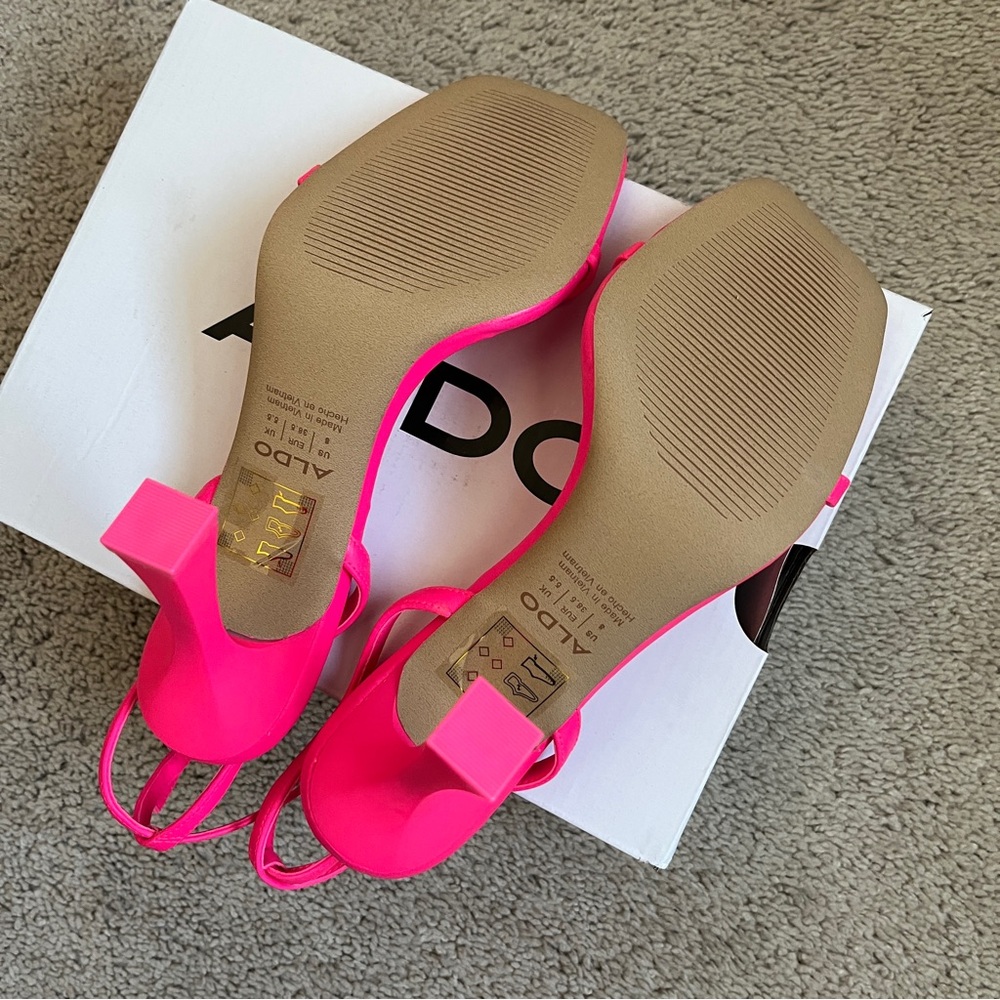 Aldo Neon Pink Open Toe Heels/Heeled Sandals - Picture 10 of 10